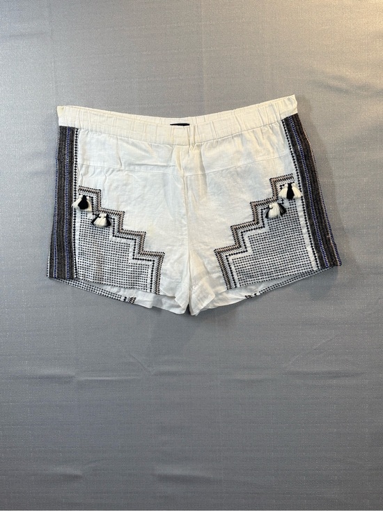 J. Crew Pants - J. Crew White Linen-Blend Shorts with Black Embroidered Trim